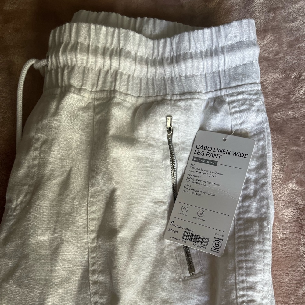 Athleta Cabo linen pant white. Sz. 8